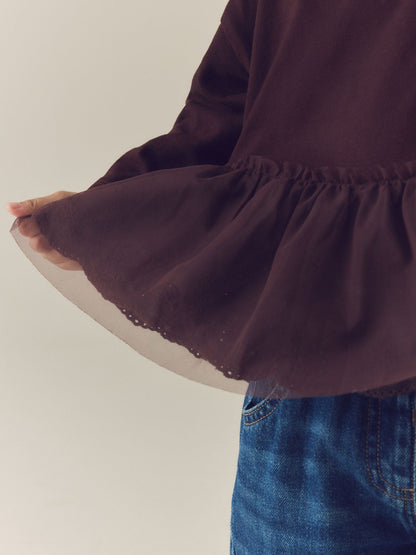 Brown Long Sleeve Mesh Hem Top (3mths-7yrs) - image 3