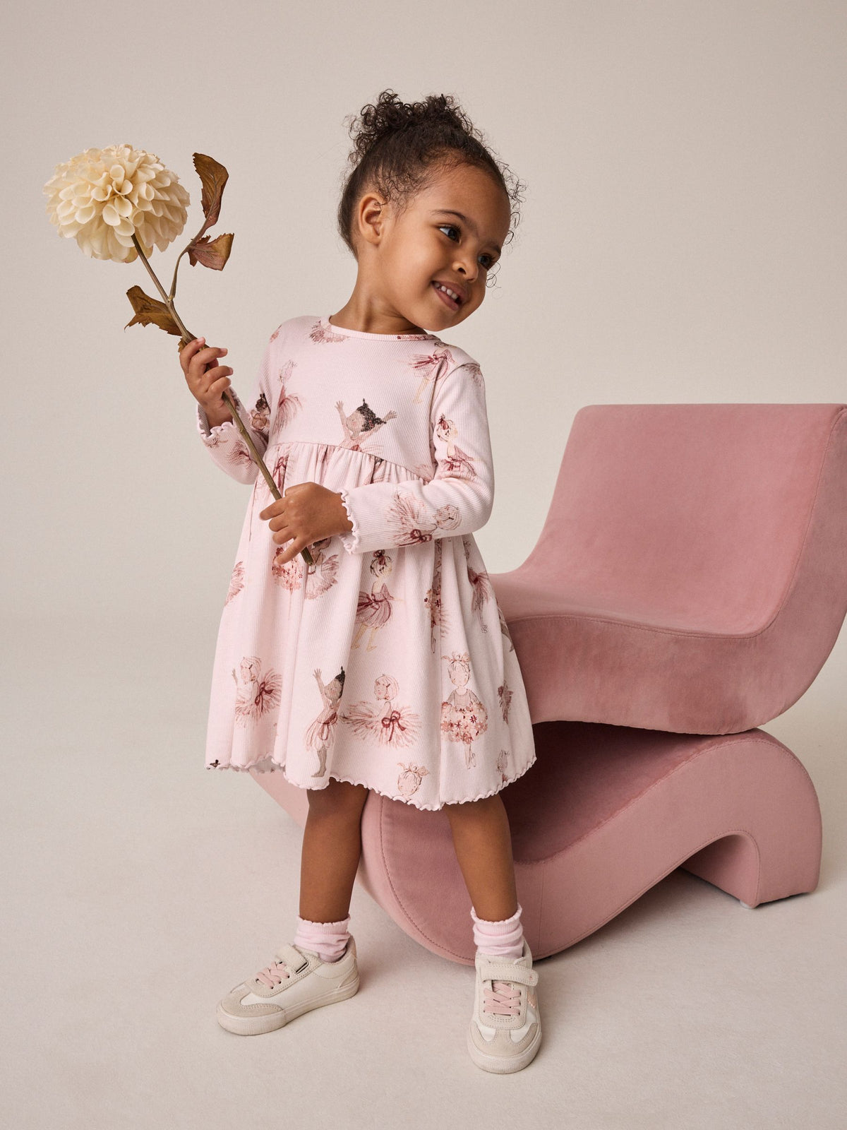 Dsiney Kidz - Pink Long Sleeve Ribbed Dress (3mths-7yrs) image 2