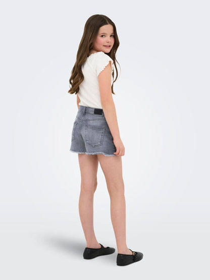 Dsiney Kidz - ONLY KIDS Grey Vintage Wash Denim Shorts With Raw Hem image 2