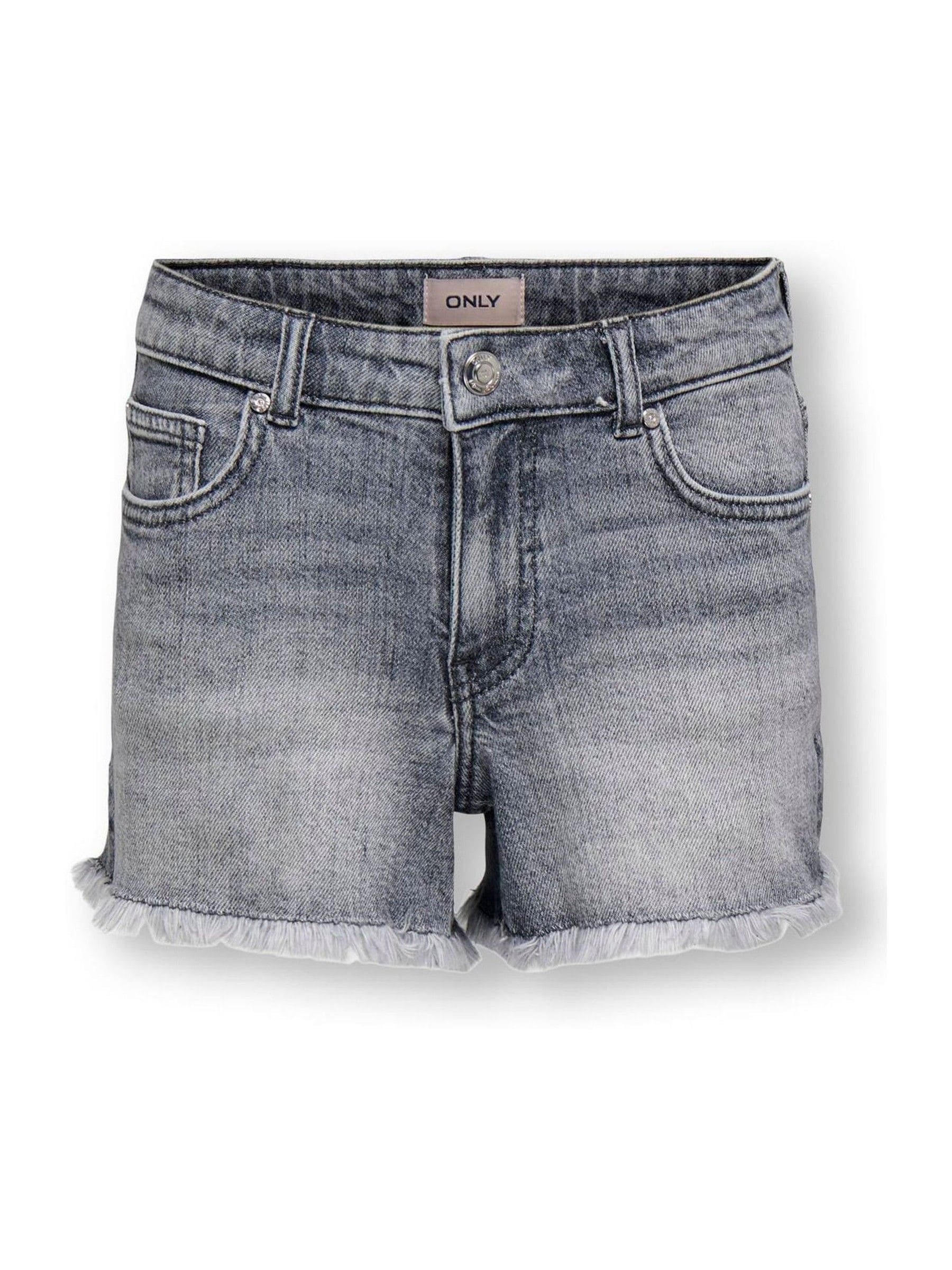 Dsiney Kidz - ONLY KIDS Grey Vintage Wash Denim Shorts With Raw Hem image 5