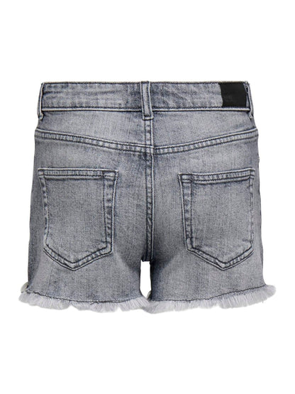 Dsiney Kidz - ONLY KIDS Grey Vintage Wash Denim Shorts With Raw Hem image 6