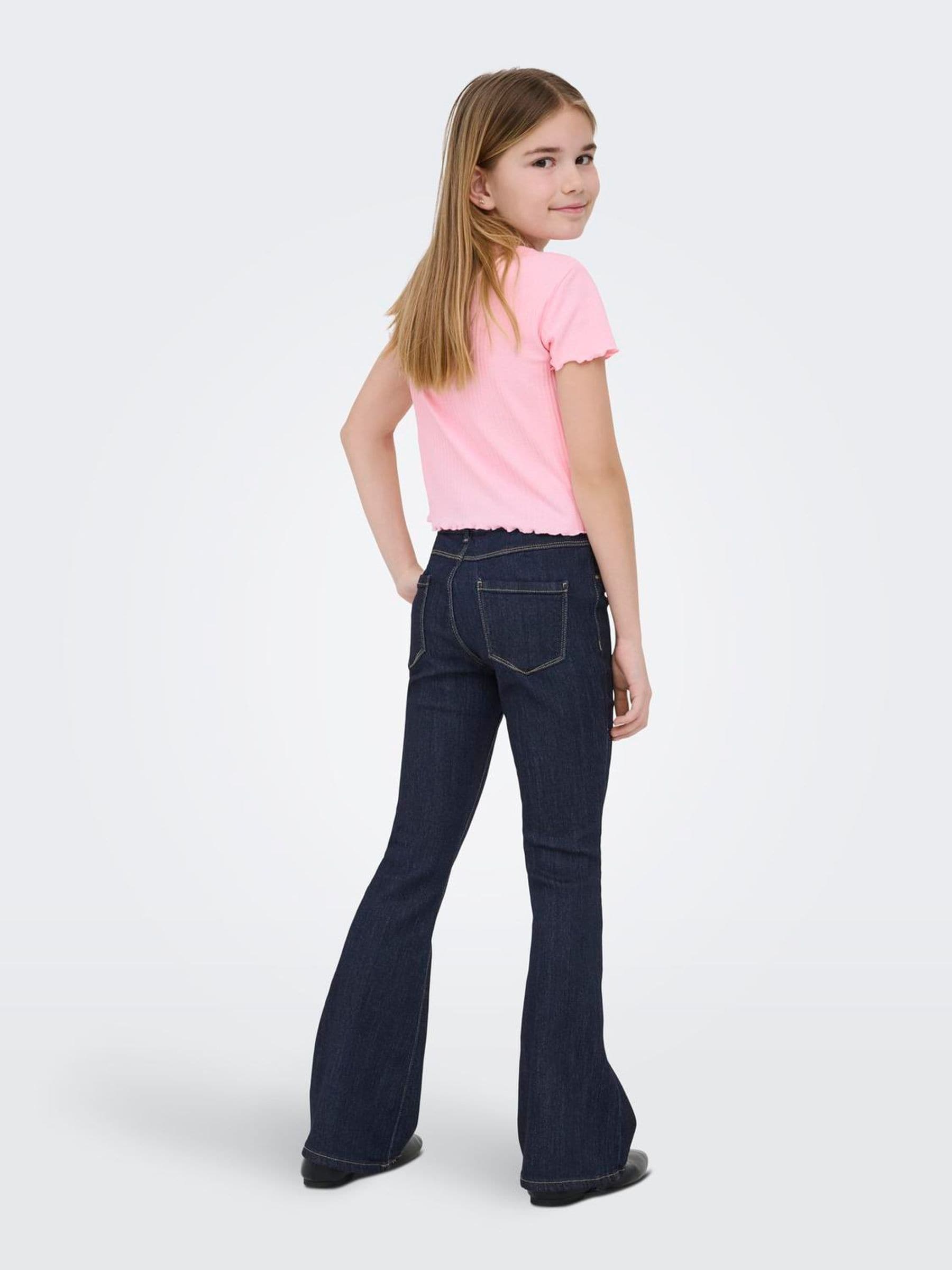 Dsiney Kidz - ONLY KIDS Pink Ribbed Lettuce Edge T-Shirt image 3