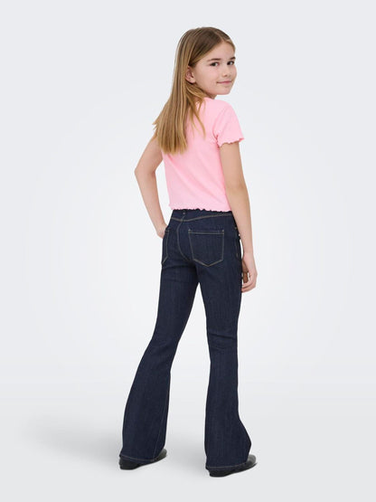 Dsiney Kidz - ONLY KIDS Pink Ribbed Lettuce Edge T-Shirt image 3