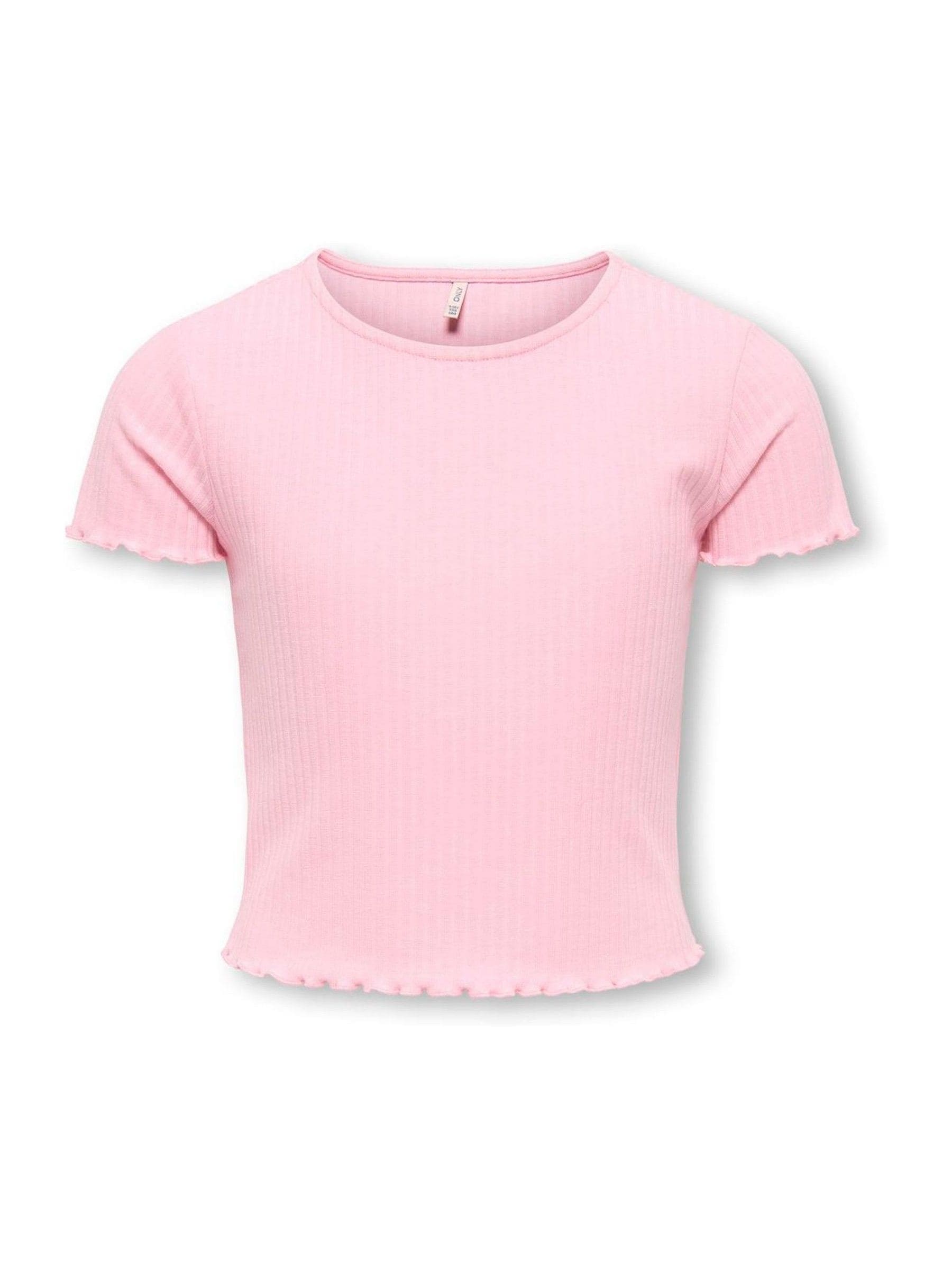 Dsiney Kidz - ONLY KIDS Pink Ribbed Lettuce Edge T-Shirt image 5