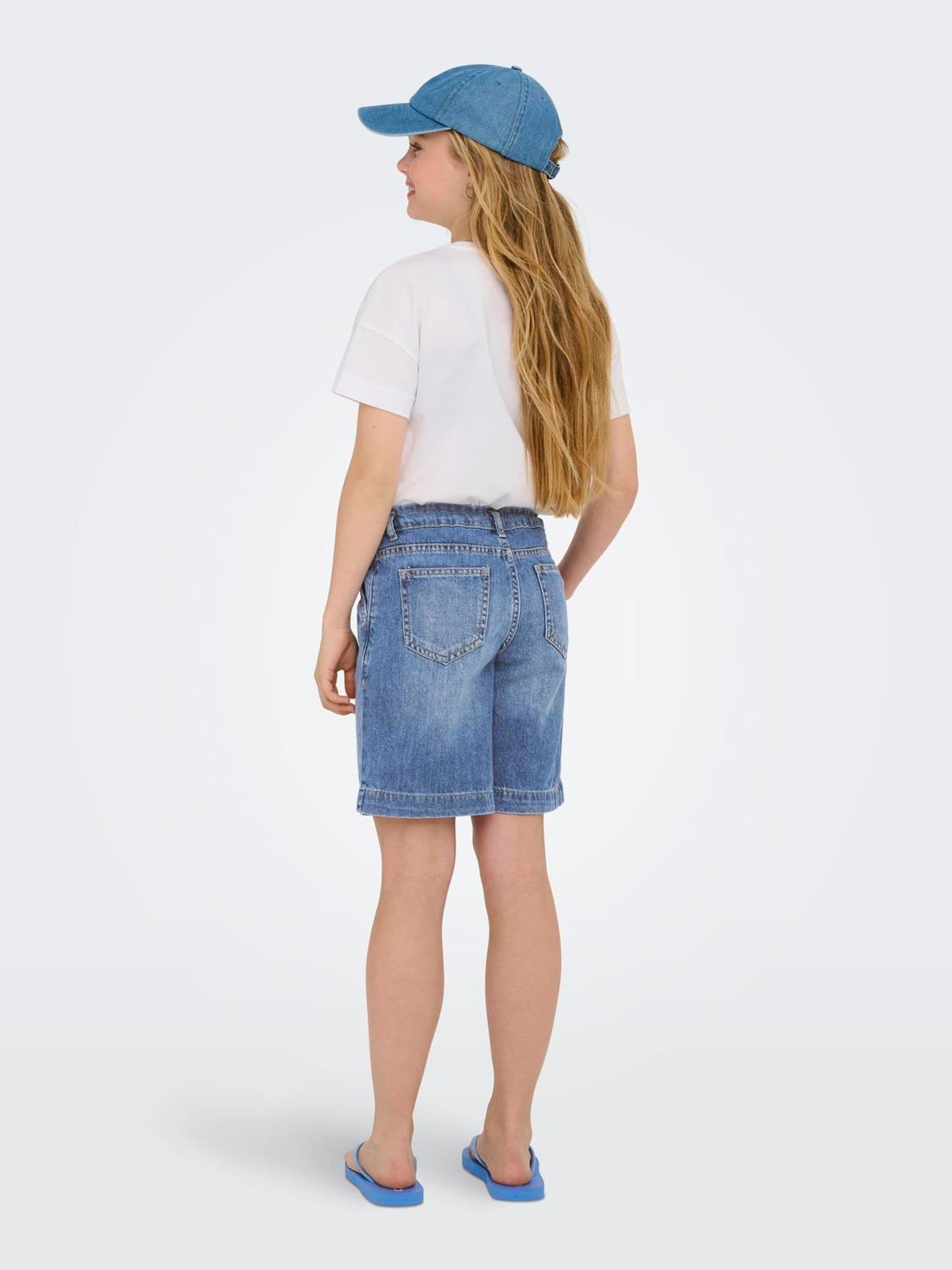 Dsiney Kidz - ONLY KIDS Blue Elasticed Waist Wide Fit Bermuda Denim Shorts image 3