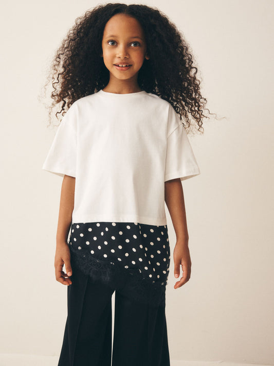 Dsiney Kidz - White Spot Lace Asymmetric T-Shirt (3-16yrs) image 1