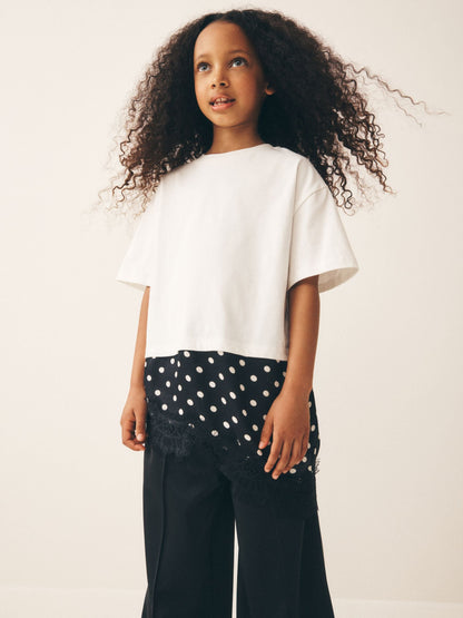 Dsiney Kidz - White Spot Lace Asymmetric T-Shirt (3-16yrs) image 2