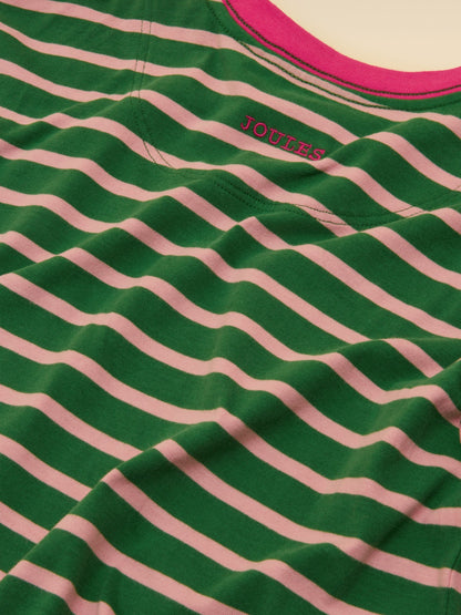 Joules Girls' Mila Pink & Green Long Sleeve Stripe Boxy Top - image 4