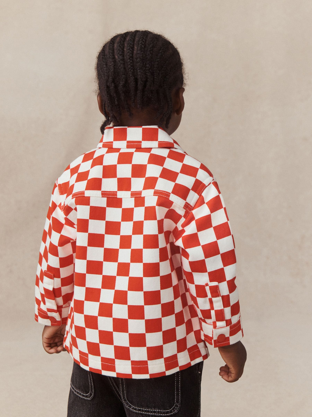 Red/Ecru Checkerboard Long Sleeve Zip Up Overshirt (3mths-7yrs) - image 3