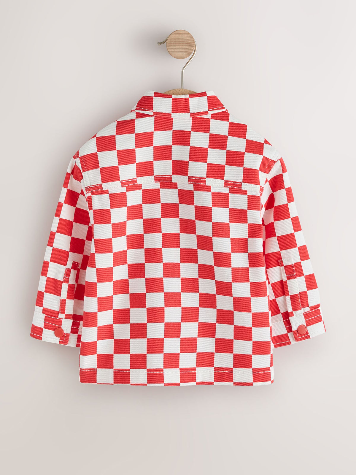Red/Ecru Checkerboard Long Sleeve Zip Up Overshirt (3mths-7yrs) - image 6