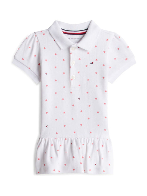 Tommy Hilfiger White Heart Print Pointelle Polo Dress image 1