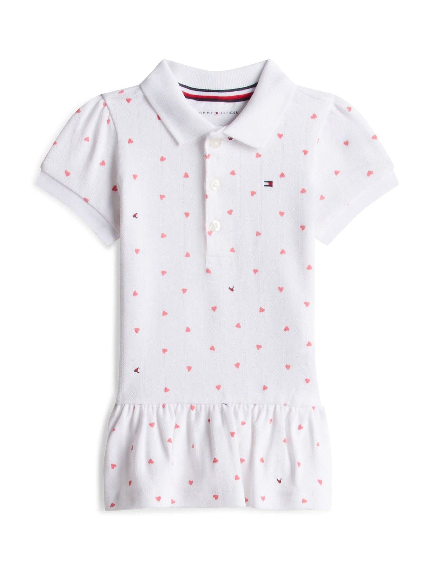 Tommy Hilfiger White Heart Print Pointelle Polo Dress image 1