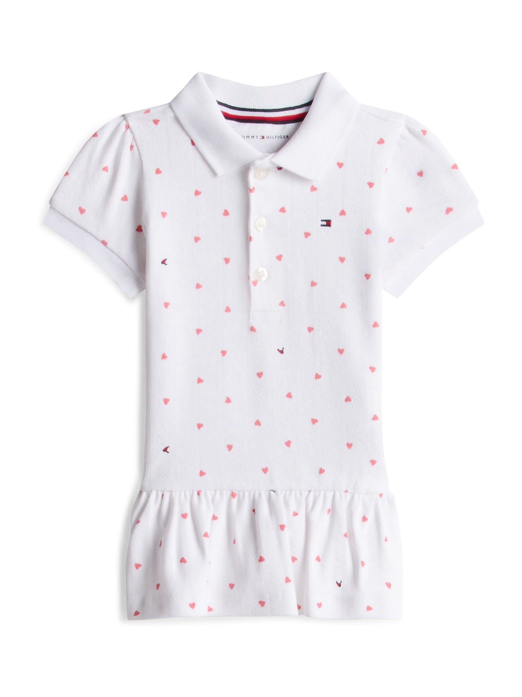 Tommy Hilfiger White Heart Print Pointelle Polo Dress image 1