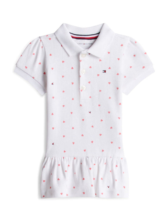 Tommy Hilfiger White Heart Print Pointelle Polo Dress image 1