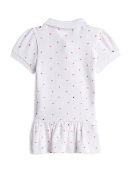 Tommy Hilfiger White Heart Print Pointelle Polo Dress image 2