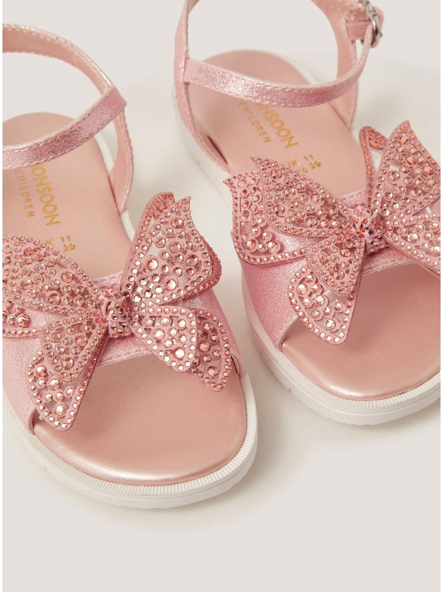 Monsoon Pink Diamanté Butterfly Sandals image 3