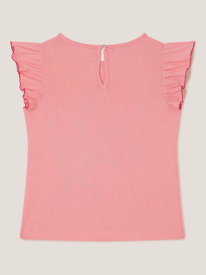 Monsoon Pink Tulip Embroidered Bow T-Shirt image 3
