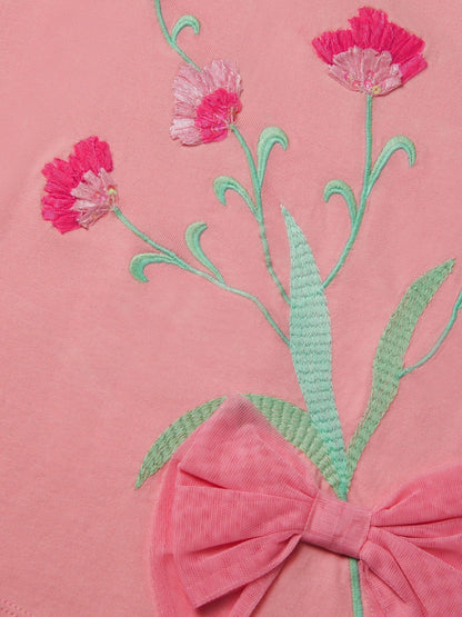 Monsoon Pink Tulip Embroidered Bow T-Shirt image 4
