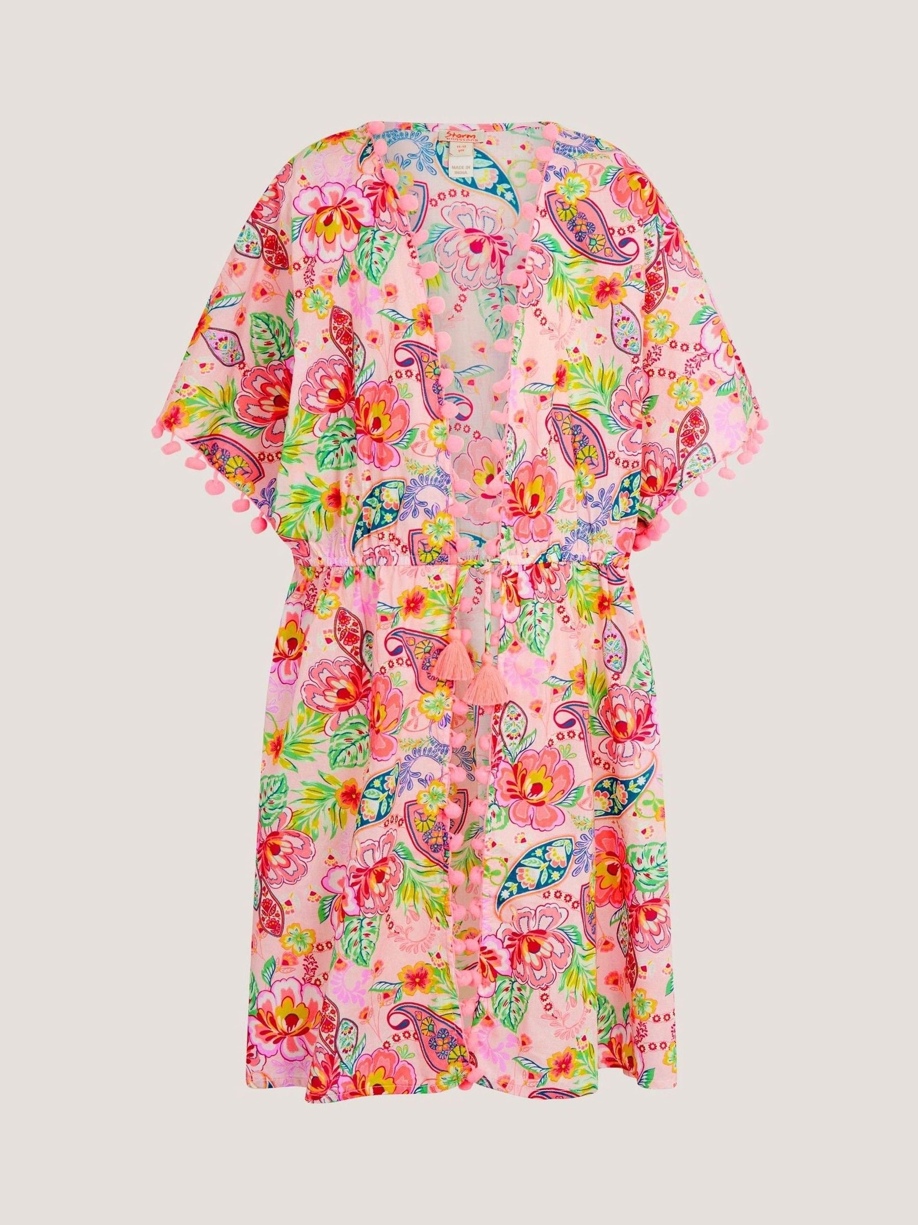 Dsiney Kidz - Monsoon Pink Paisley Print Pom Pom Kaftan image 1