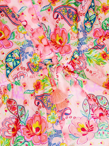 Dsiney Kidz - Monsoon Pink Paisley Print Pom Pom Kaftan image 3