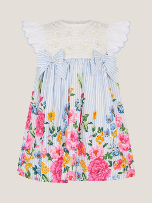 Monsoon Blue Baby Floral Print Cotton Dress image 1
