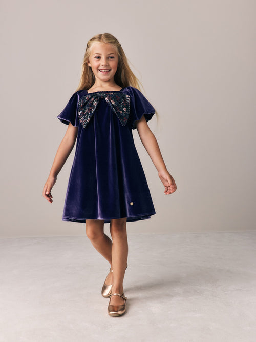 Dsiney Kidz - Laura Ashley Navy Velvet Sequin Bow Dress image 1