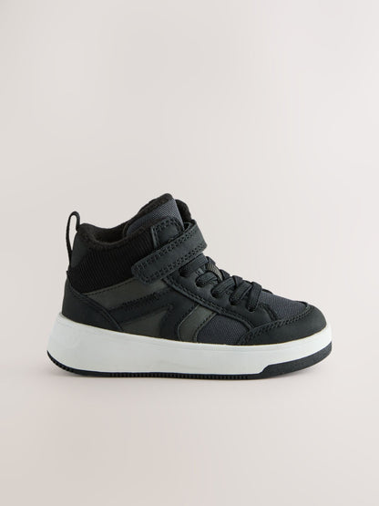 Dsiney Kidz - Black Standard Fit (F) Touch Fastening Elastic Lace Hi-Top Trainers image 2