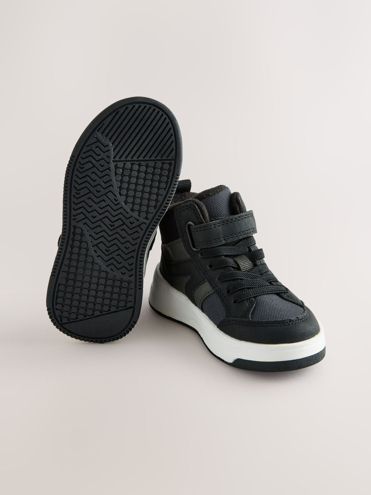 Dsiney Kidz - Black Standard Fit (F) Touch Fastening Elastic Lace Hi-Top Trainers image 5