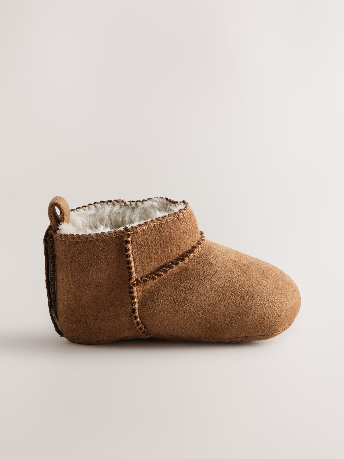 Tan Brown Suede Pull On Boots (0-2mths) - image 2