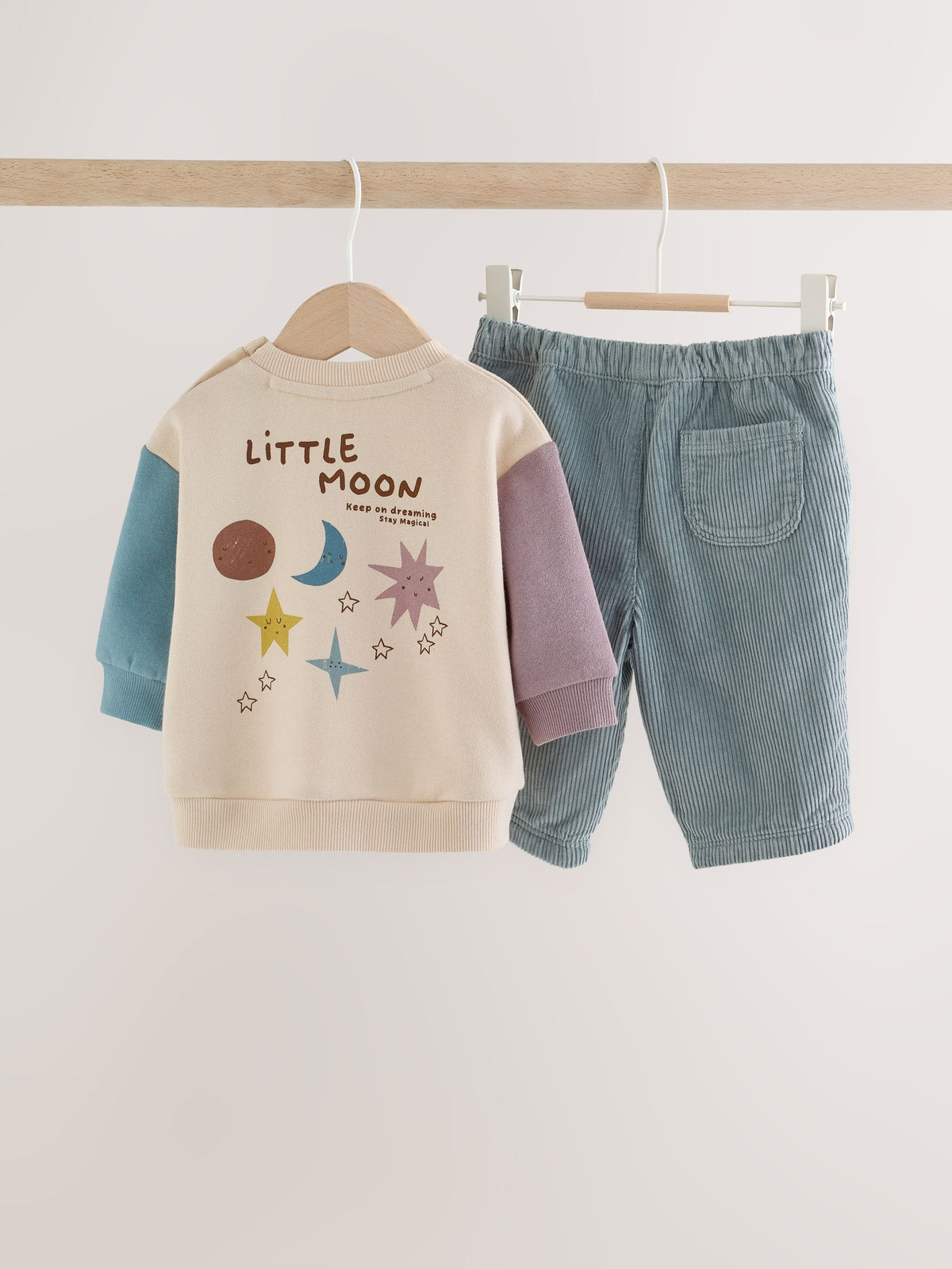 Blue/Cream Stars Sweatshirt and Cord Trousers Baby Set 2 Piece (0mths-2yrs) - image 4