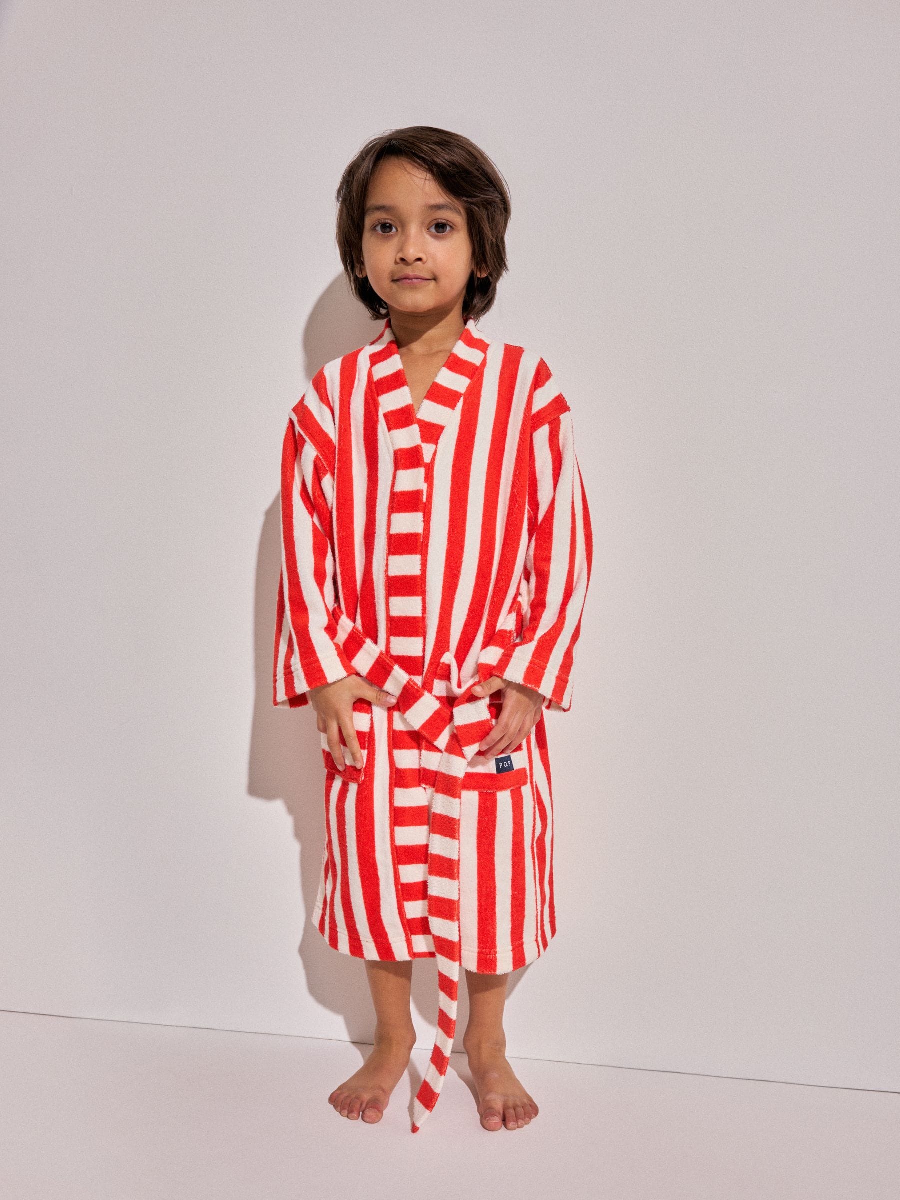 Polarn O. Pyret Orange Striped Terry Dressing Gown image 1