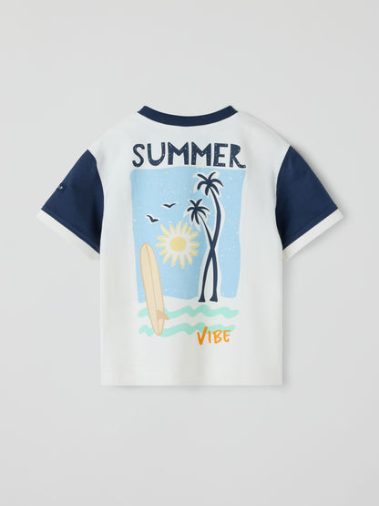 Polarn O. Pyret Blue Oversized Back Print T-Shirt image 3