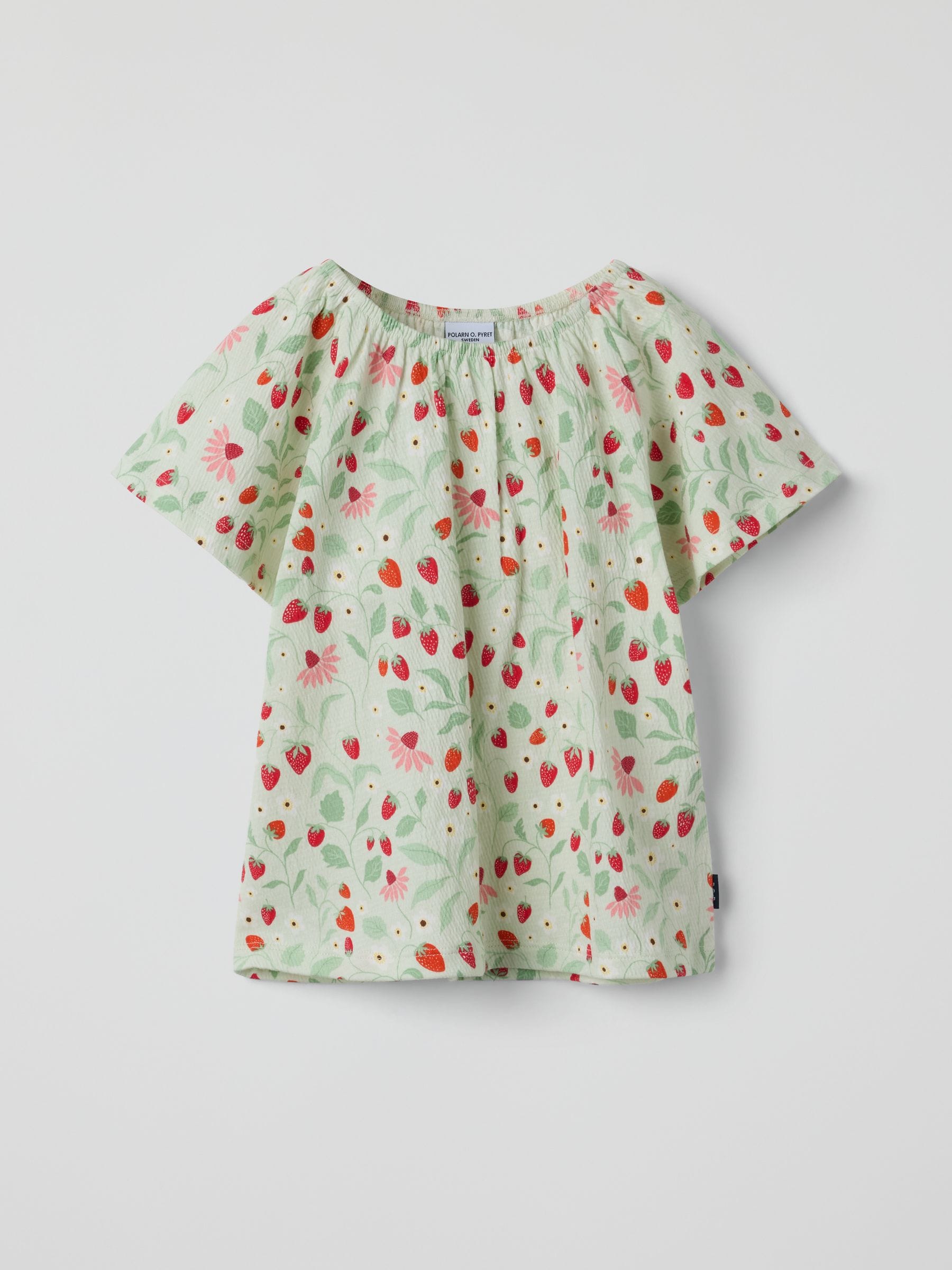 Dsiney Kidz - Polarn O. Pyret Green Strawberry Ruffle Top image 2