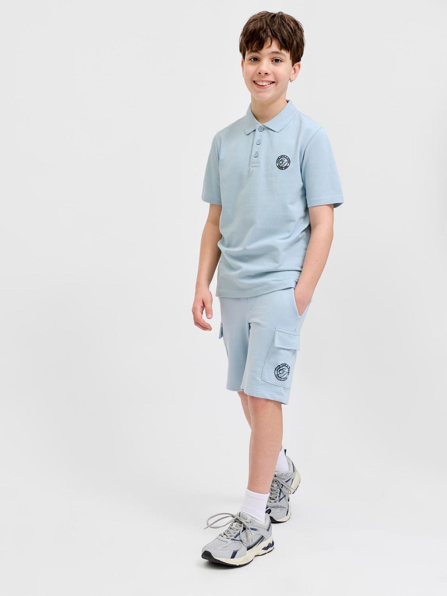 Dsiney Kidz - JACK & JONES JUNIOR Blue Polo Top And Sweat Shorts Set image 1