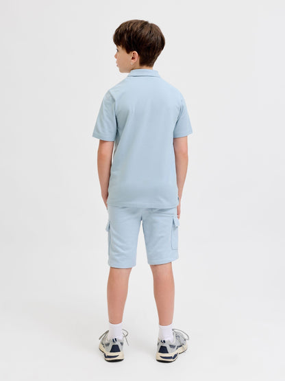 Dsiney Kidz - JACK & JONES JUNIOR Blue Polo Top And Sweat Shorts Set image 2