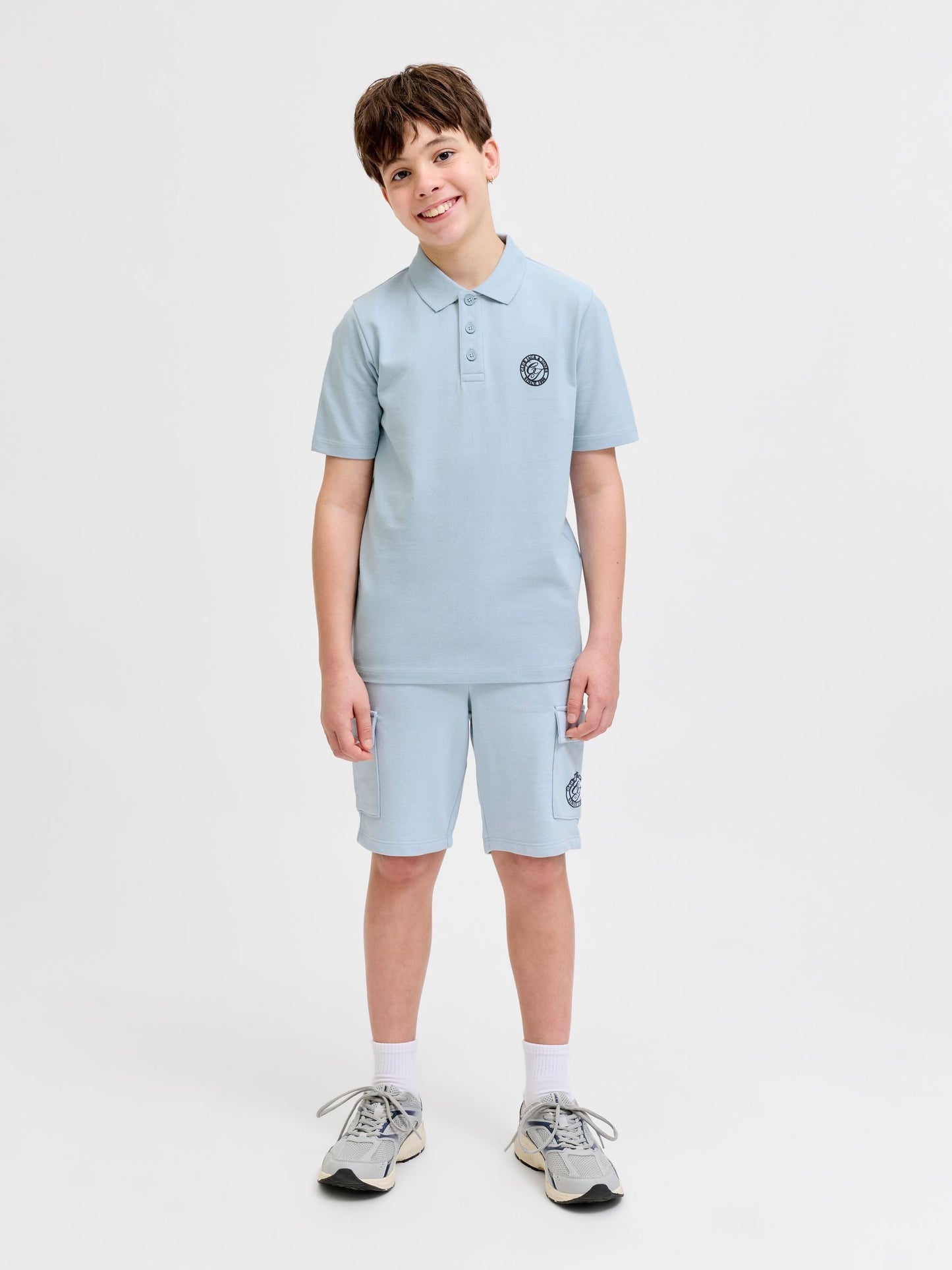 Dsiney Kidz - JACK & JONES JUNIOR Blue Polo Top And Sweat Shorts Set image 3