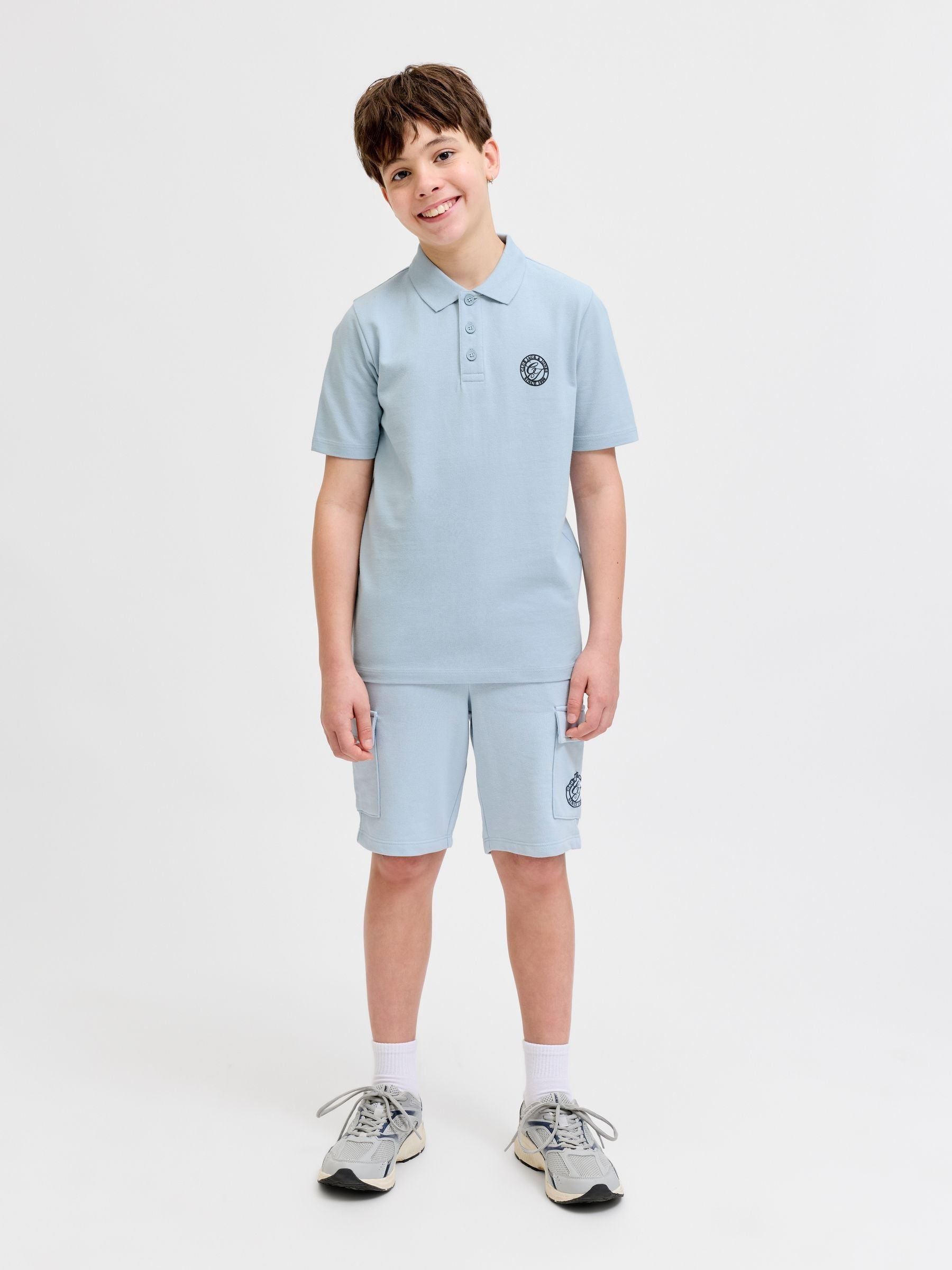 Dsiney Kidz - JACK & JONES JUNIOR Blue Polo Top And Sweat Shorts Set image 3