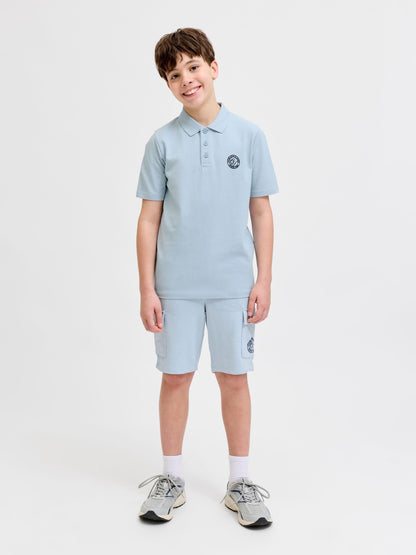 Dsiney Kidz - JACK & JONES JUNIOR Blue Polo Top And Sweat Shorts Set image 3