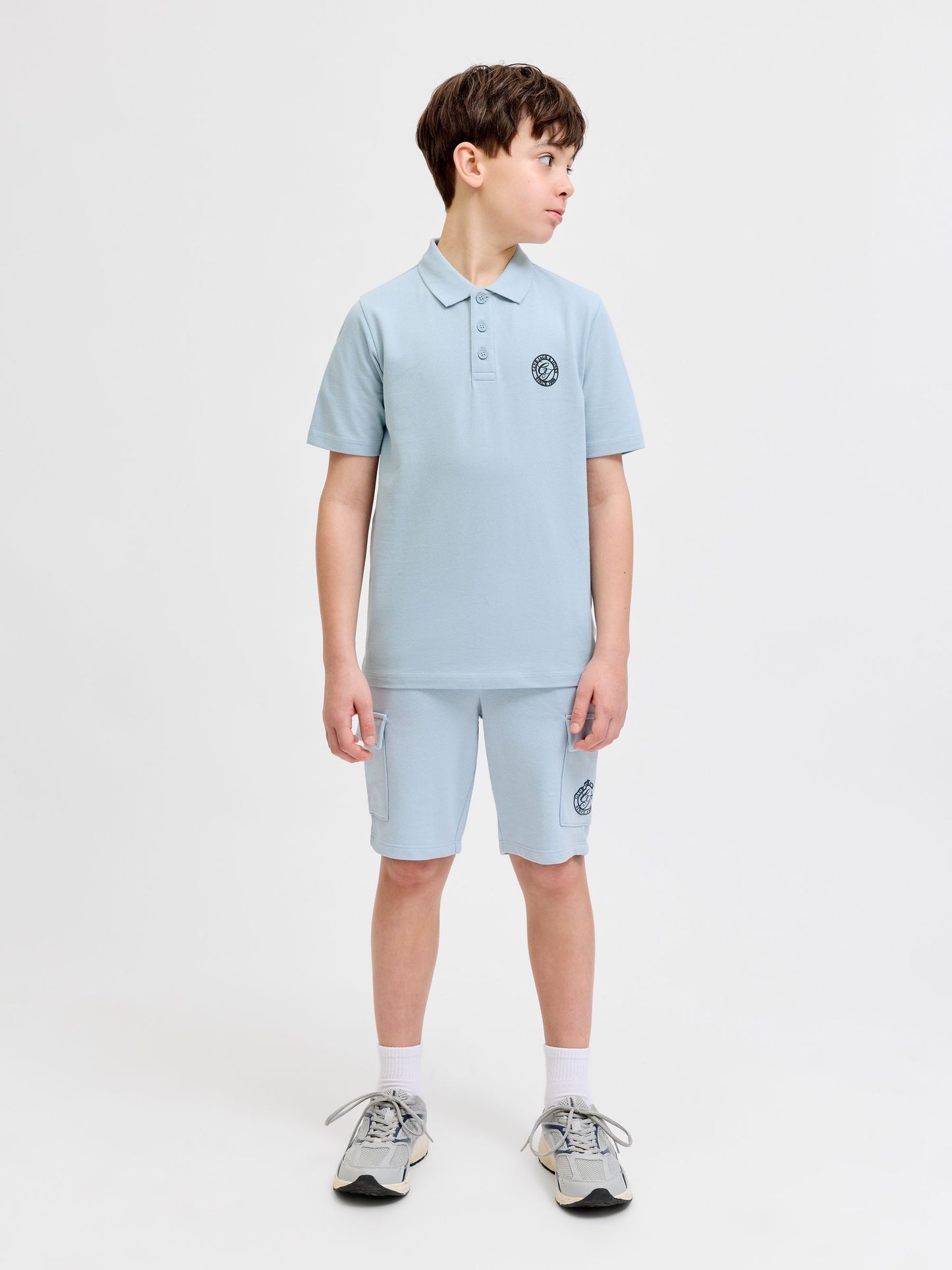Dsiney Kidz - JACK & JONES JUNIOR Blue Polo Top And Sweat Shorts Set image 4