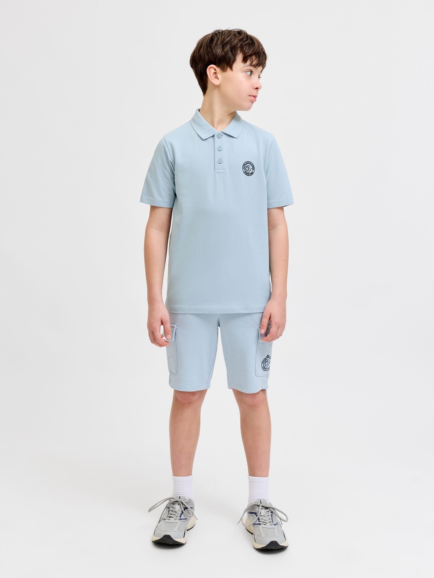 Dsiney Kidz - JACK & JONES JUNIOR Blue Polo Top And Sweat Shorts Set image 4