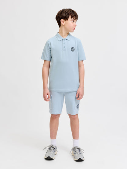 Dsiney Kidz - JACK & JONES JUNIOR Blue Polo Top And Sweat Shorts Set image 4