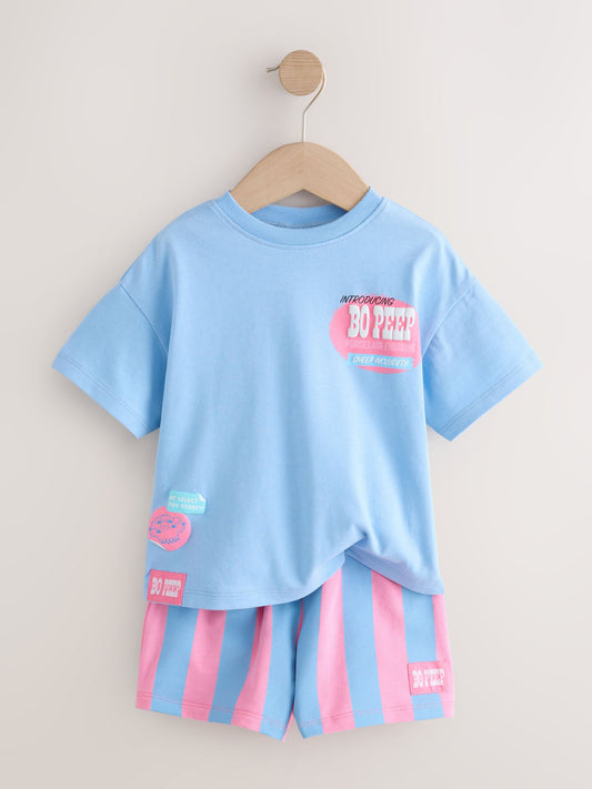 Blue/Pink Toy Story Bo Peep Short Sleeve T-Shirt and Shorts Set (3mths-7yrs) image 2