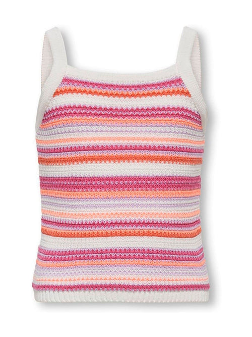 Dsiney Kidz - ONLY KIDS Pink Striped Crochet Strap Top image 1