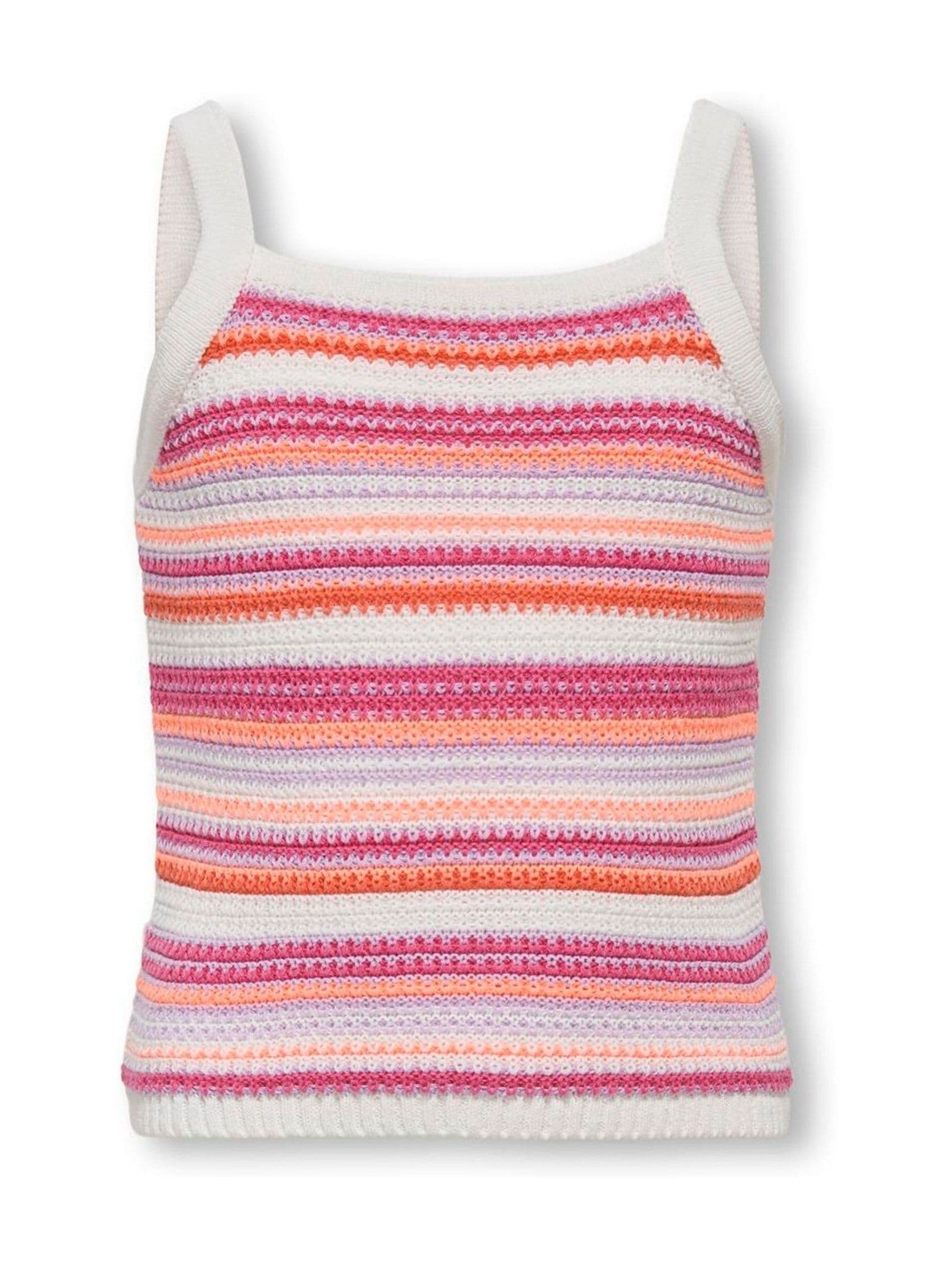 Dsiney Kidz - ONLY KIDS Pink Striped Crochet Strap Top image 1