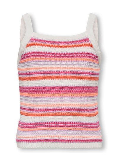 Dsiney Kidz - ONLY KIDS Pink Striped Crochet Strap Top image 1