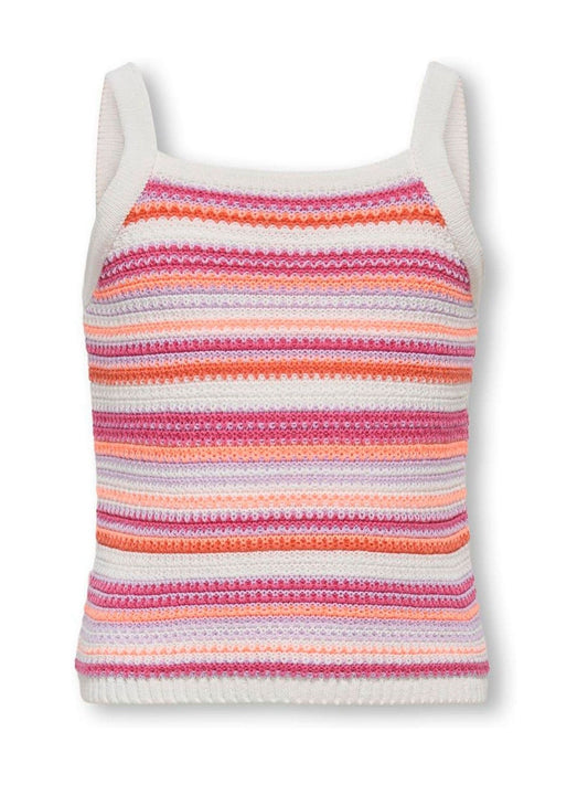 Dsiney Kidz - ONLY KIDS Pink Striped Crochet Strap Top image 1
