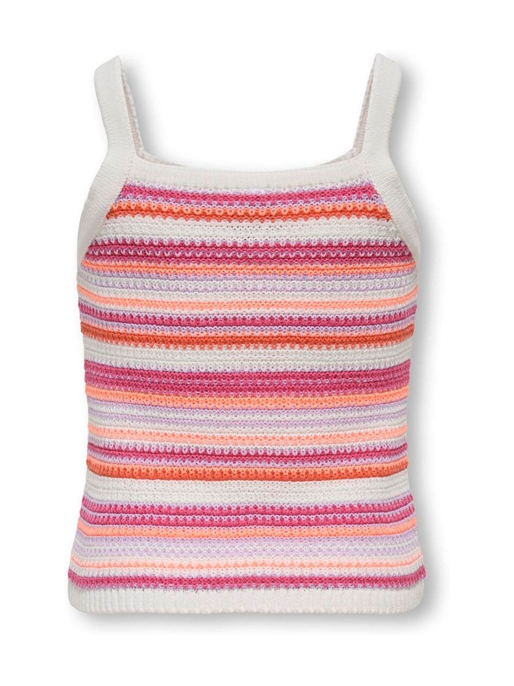 Dsiney Kidz - ONLY KIDS Pink Striped Crochet Strap Top image 2