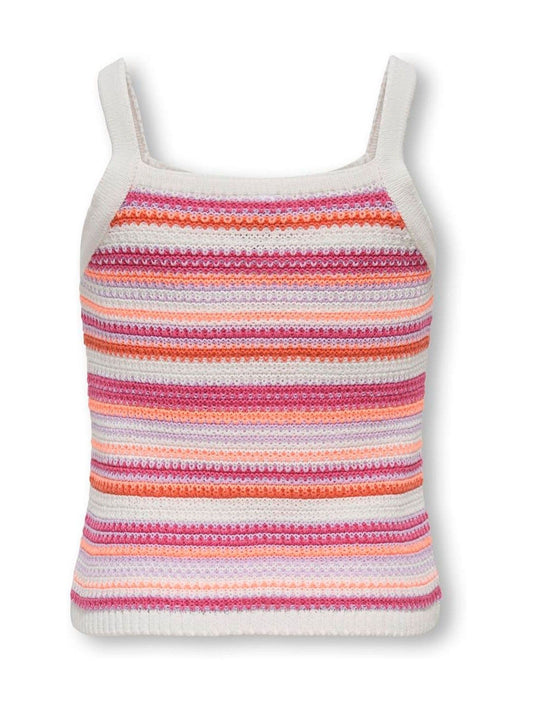 Dsiney Kidz - ONLY KIDS Pink Striped Crochet Strap Top image 2
