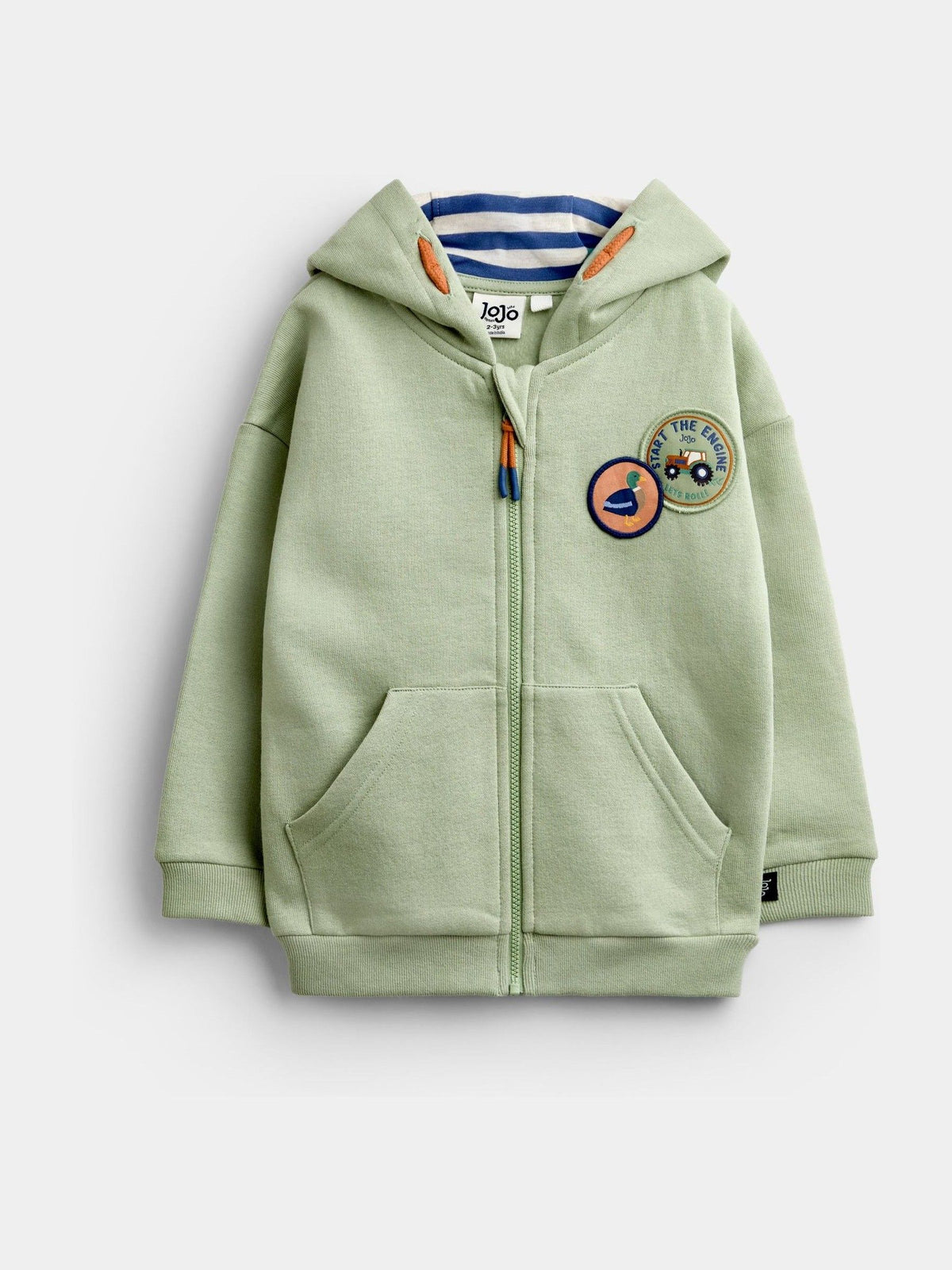 Dsiney Kidz - JoJo Maman Bébé Light Green Farm Badge Appliqué Hoodie image 1