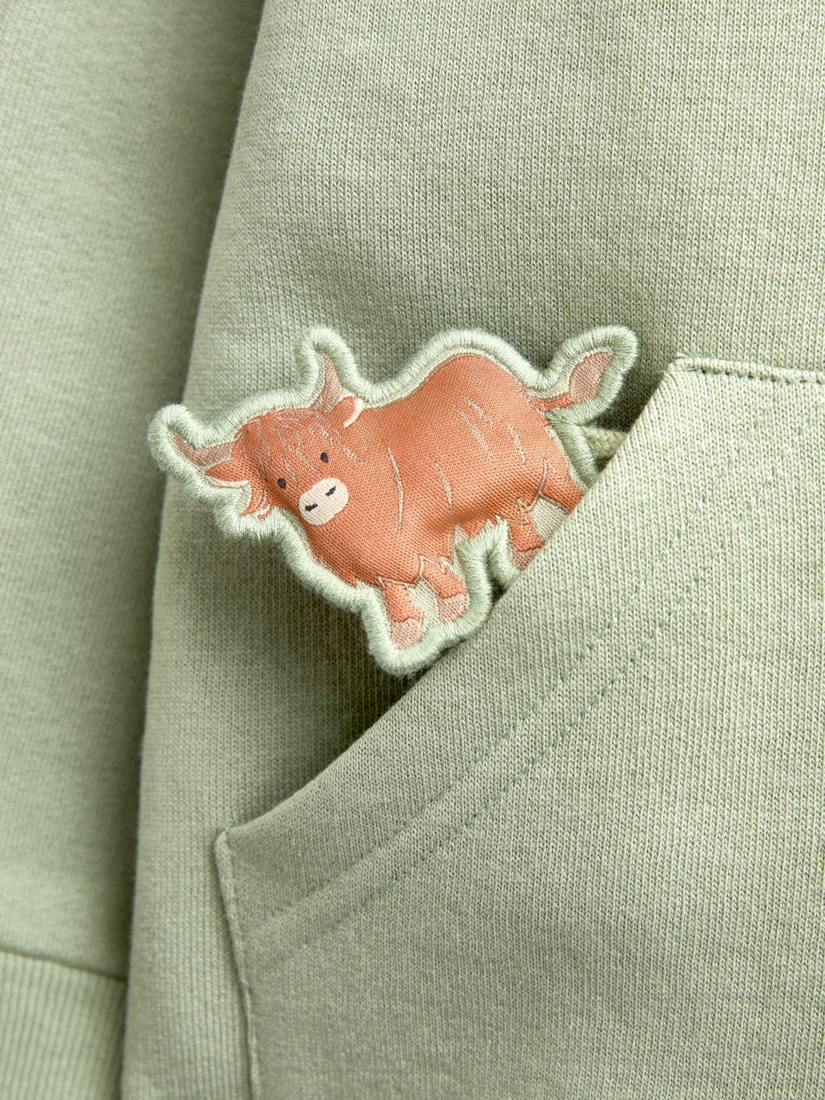 Dsiney Kidz - JoJo Maman Bébé Light Green Farm Badge Appliqué Hoodie image 4
